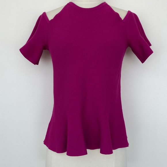 Ann Taylor exposed shoulder peplum top - Picture 3 of 8